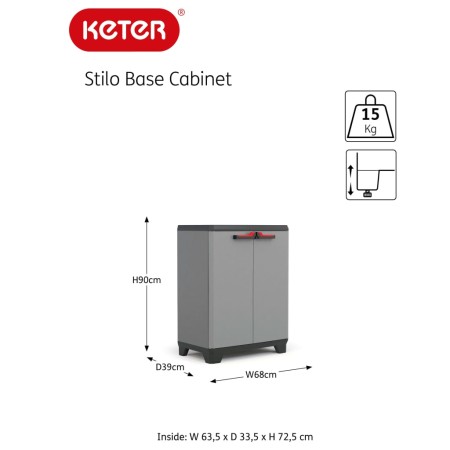 Keter Armadietto Basso Stilo Grigio e Nero 90 cm