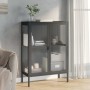 Credenza Nera 75x35x105 cm Vetro e Acciaio