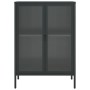 Credenza Nera 75x35x105 cm Vetro e Acciaio