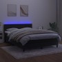 Letto a Molle con Materasso e LED Nero 140x200 cm in Velluto