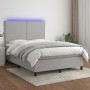 Letto a Molle Materasso e LED Grigio Chiaro 140x190 cm Tessuto