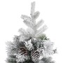 Albero di Natale con Neve Floccata e Pigne 150 cm in PVC e PE