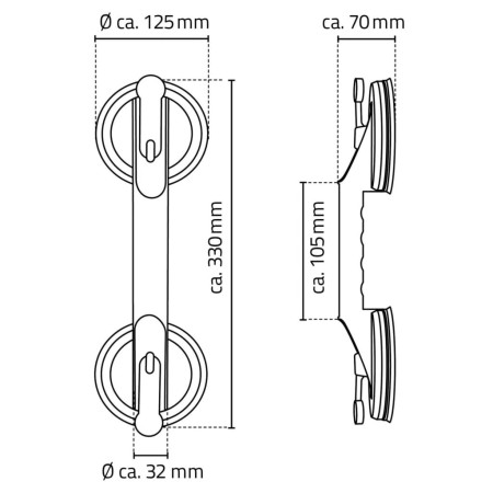 RIDDER Maniglione di Sicurezza a Ventosa 12,5 cm 100 kg A0150201