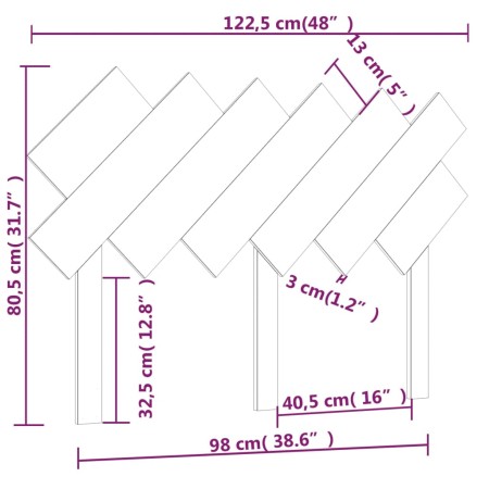 Testiera per Letto Marrone Miele122,5x3x80,5cm in Pino Massello