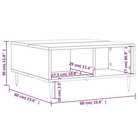 Tavolino da Salotto Grigio Sonoma 60x60x30 cm Legno Multistrato