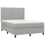 Letto a Molle Materasso e LED Grigio Chiaro 140x190 cm Tessuto