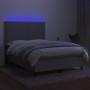 Letto a Molle Materasso e LED Grigio Chiaro 140x190 cm Tessuto