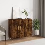 Credenza Rovere Fumo 90x34x80 cm in Legno Multistrato