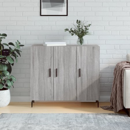 Credenza Grigio Sonoma 90x34x80 cm in Legno Multistrato