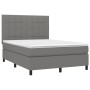 Letto a Molle Materasso e LED Grigio Scuro 140x200cm in Tessuto