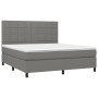 Letto a Molle Materasso e LED Grigio Scuro 160x200cm in Tessuto