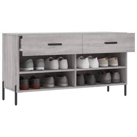 Panca Porta Scarpe Grigio Sonoma 102x35x55 cm Legno Multistrato