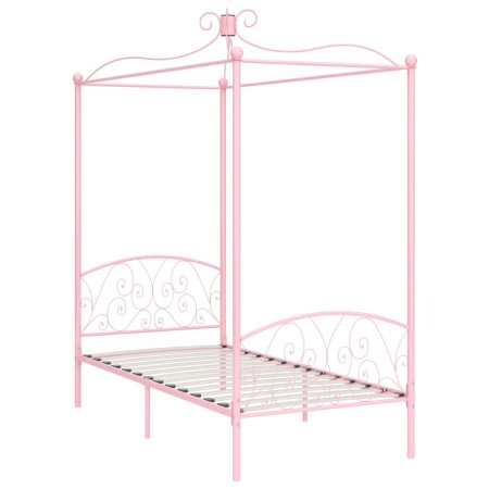 Letto a Baldacchino Rosa in Metallo 100x200 cm