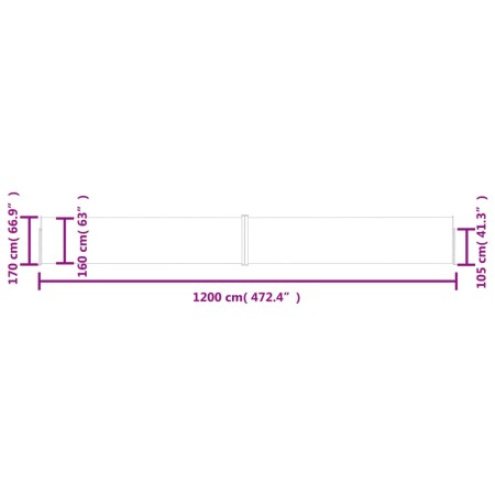 Tenda Laterale Retrattile per Patio 170x1200 cm Rossa