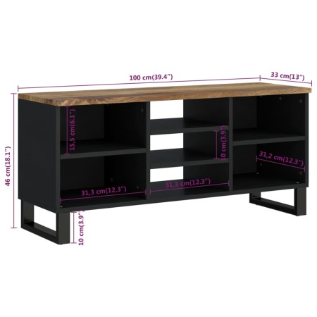 Mobile TV 100x33x46cm Legno Massello Mango e Legno Multistrato