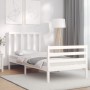 Giroletto con Testiera Bianco Small Single Legno Massello