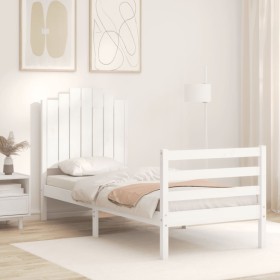 Giroletto con Testiera Bianco Small Single Legno Massello