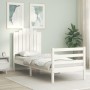 Giroletto con Testiera Bianco Small Single Legno Massello