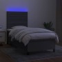 Letto a Molle Materasso e LED Grigio Scuro 100x200cm in Tessuto