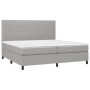 Letto a Molle Materasso e LED Grigio Chiaro 200x200 cm Tessuto