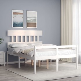 Letto per Anziani Bianco Testiera Small Double Legno Massello