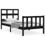 Giroletto con Testiera Nero Small Single in Legno Massello