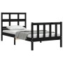 Giroletto con Testiera Nero Small Single in Legno Massello