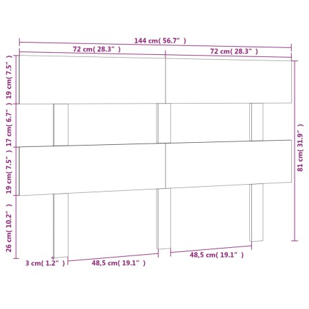 Testiera per Letto Miele 144x3x81 cm in Legno Massello di Pino