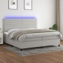 Letto a Molle Materasso e LED Grigio Chiaro 200x200 cm Tessuto