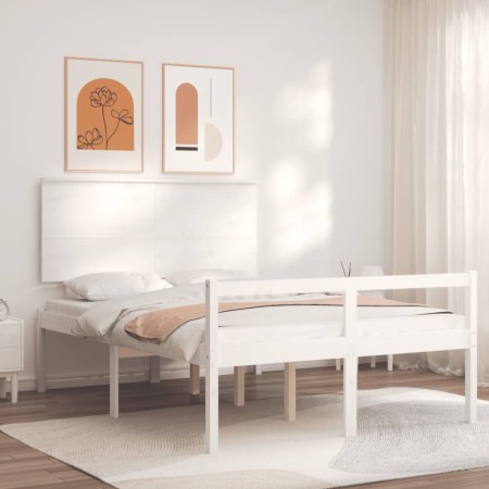 Letto per Anziani con Testiera Bianco Double in Legno Massello