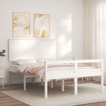 Letto per Anziani con Testiera Bianco Double in Legno Massello