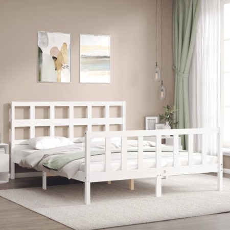 Giroletto con Testiera Bianco King Size in Legno Massello