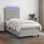 Letto a Molle Materasso e LED Grigio Chiaro 90x190 cm Tessuto