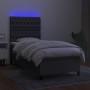 Letto a Molle Materasso e LED Grigio Scuro 100x200cm in Tessuto