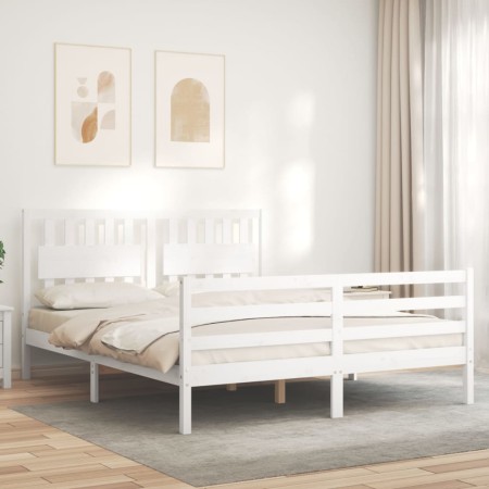 Giroletto con Testiera Bianco King Size in Legno Massello