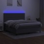 Letto a Molle Materasso e LED Grigio Scuro 180x200cm in Tessuto