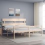 Letto per Anziani con Testiera Bianco Super King Legno Massello