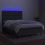 Letto a Molle Materasso e LED Grigio Scuro 140x200cm in Tessuto