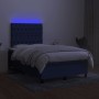 Letto a Molle con Materasso e LED Blu 120x200cm in Tessuto