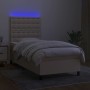 Letto a Molle con Materasso e LED Crema 90x200 cm in Tessuto