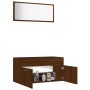 Set Mobili da Bagno 2 pz Rovere Marrone in Legno Multistrato