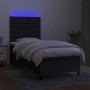 Letto a Molle con Materasso e LED Nero 80x200 cm in Tessuto