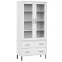 Libreria Gambe Metallo Bianco 85x35x172,5cm Legno Massello OSLO