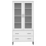 Libreria Gambe Metallo Bianco 85x35x172,5cm Legno Massello OSLO