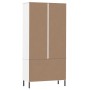 Libreria Gambe Metallo Bianco 85x35x172,5cm Legno Massello OSLO