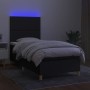 Letto a Molle con Materasso e LED Nero 90x200 cm in Tessuto