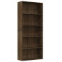 Libreria 5 Ripiani Rovere Marrone 80x30x189cm Legno Multistrato