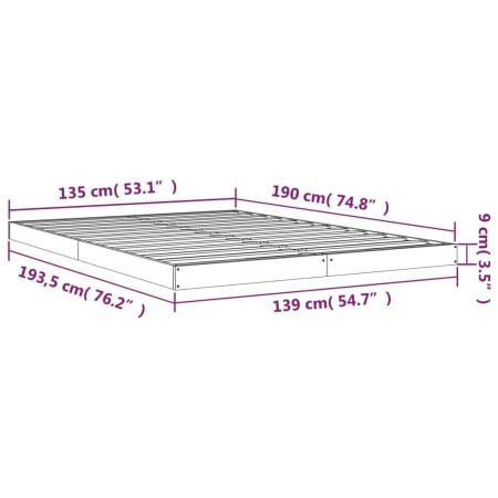 Giroletto Nero 135x190 cm Double in Legno Massello di Pino