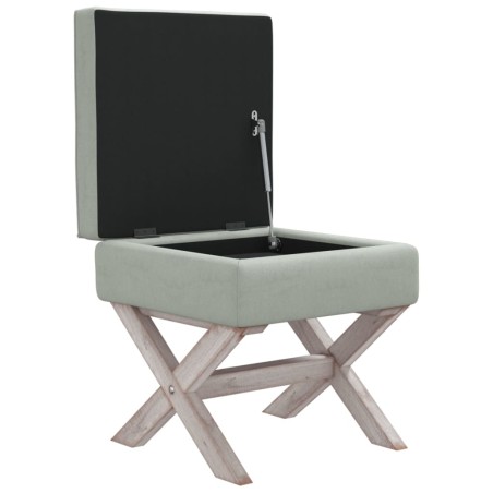 Sgabello Portaoggetti Grigio chiaro 45x45x49 cm in Velluto