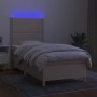 Letto a Molle con Materasso e LED Crema 100x200cm in Tessuto